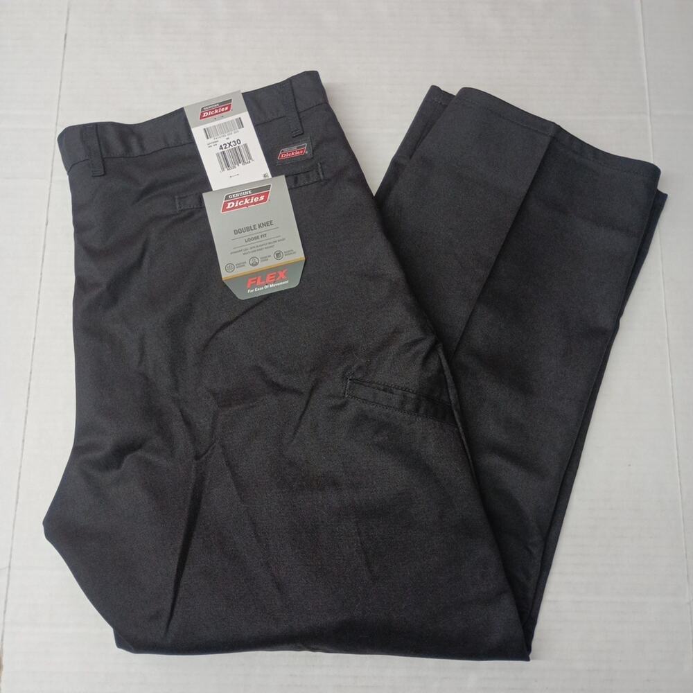 Dickies Loose Fit Double Knee Work Pants‎ Men's 42x30 Black Straight Leg